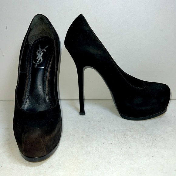 YSL HIGH HEEL AND PUMPS IN BLACK SUEDE - Picture 5 of 9